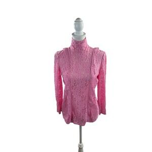 Smythe Women's Flamingo Pink Lace High Neck Top